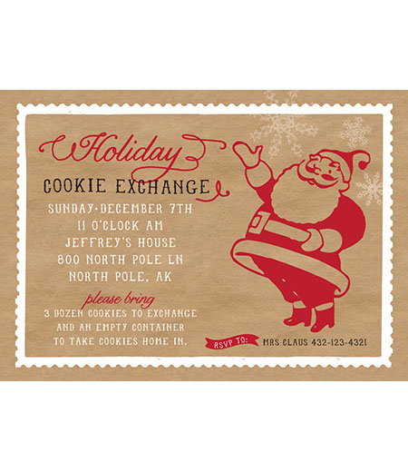 Santa Cookies Exchange Party Christmas Holiday Printable Invitation